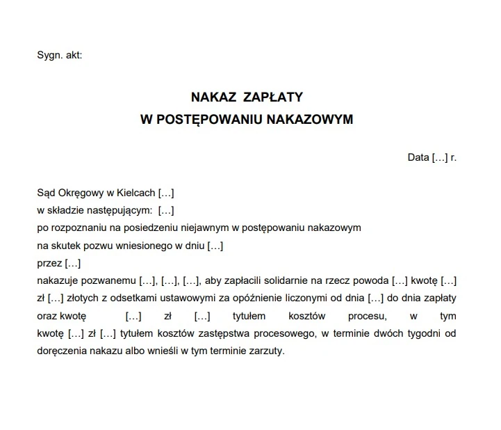 nakaz zapłaty Weksla